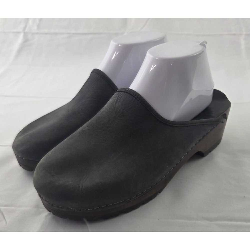 Art Effects Clogs Womens 10 Gray Leather Mule Slip On Art Teacher Lagenlook Shoe